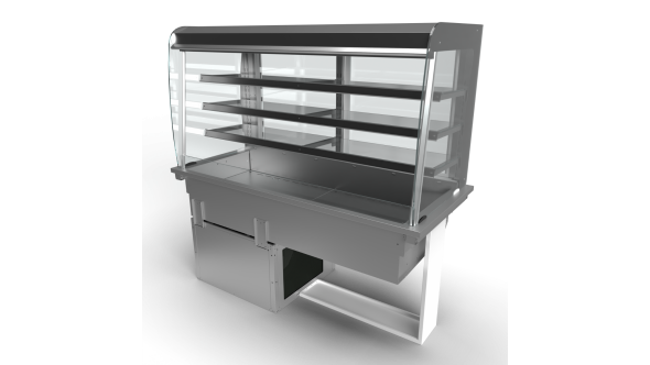 Moffat D4RD Drop-In Refrigerated Multi Tier 3 Shelf Model with Curved Glass Open Front