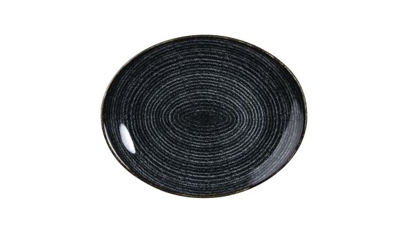 Churchill Studio Prints Homespun Charcoal Black Oval Coupe Plates 317 x 255mm (12 Pack) SPCBOP121