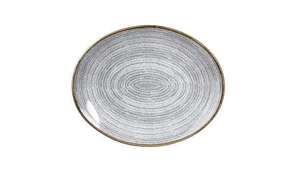 Churchill Studio Prints Homespun Stone Grey Oval Coupe Plates 270 x 229mm (12 Pack) SPSGOP581