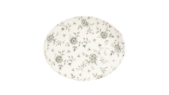 Churchill Rose Chintz Oval Coupe Plates Grey 317mm (6 Pack) RCG OP121