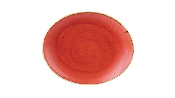 Churchill Stonecast Oval Coupe Plates Berry Red 192mm (12 Pack) SBRSOP7 1