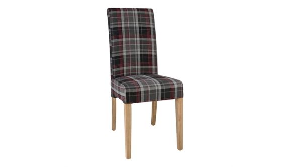 Bolero Austin Dining Chairs Grey Tartan (2 Pack) DB990