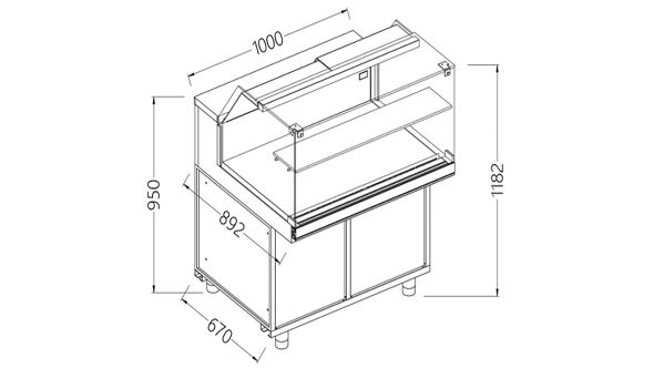 Diamond CB10X Refrigerated Patisserie Display Counter, 1000mm