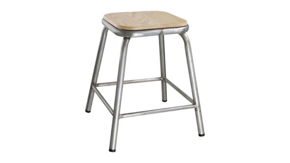 Bolero Galvanised Steel Low Stools with Wooden Seatpad (4 Pack) DE478