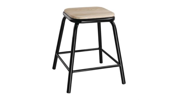 Bolero Cantina Low Stools with Wooden Seat Pad Black (4 Pack) DE481
