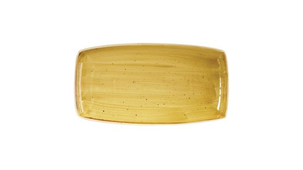 Churchill Stonecast Rectangular Plates Mustard Seed Yellow 350 x 185mm (6 Pack) SMSSOP141