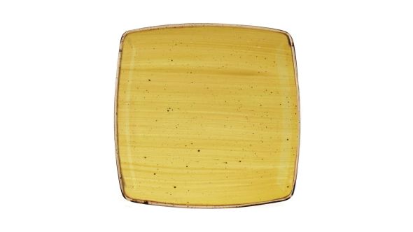 Churchill Stonecast Deep Square Plates Mustard Seed Yellow 260mm (6 Pack) SMSSDS101