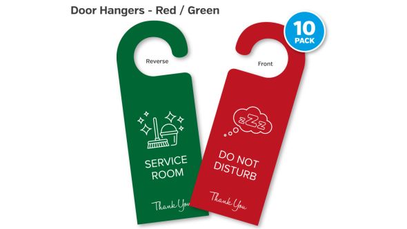 Red / Green Do Not Disturb / Please Service Room Door Hangers - Multipack