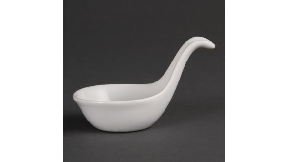 Olympia Whiteware Miniature Spoon Shape Dipping Bowls 60x95x55mm (12 Pack) DK801