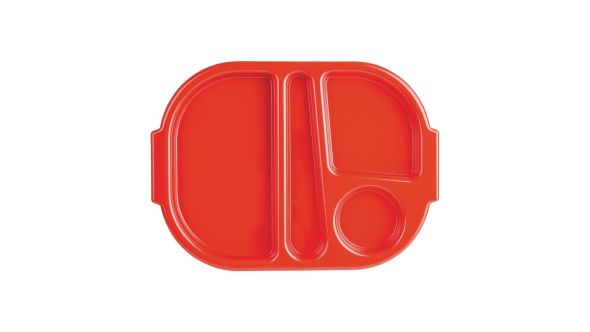Olympia Kristallon PP Oval Compartment Food Tray Red 321mm QY-02302