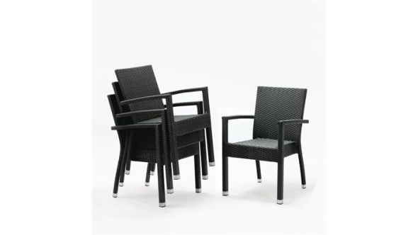Bolero PE Wicker Armchairs Charcoal (4 Pack) DL477