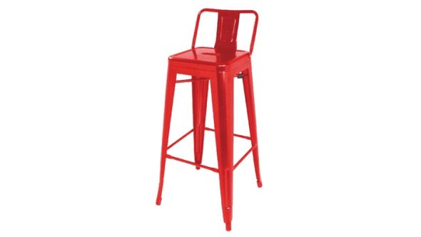 Bolero Bistro Steel High Stool With Backrest Red (4 Pack) DL872