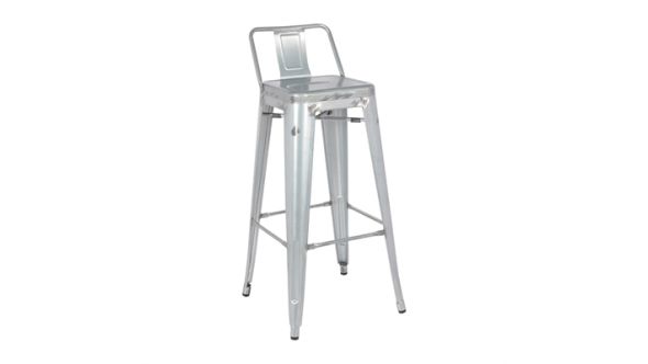 Bolero Bistro Galvanised Steel High Stool with Backrest (4 Pack) DL877