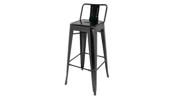 Bolero Bistro Steel High Stool with Backrest Black (4 Pack) DL882