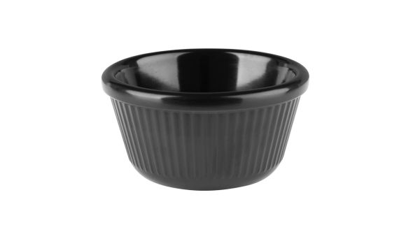 Olympia Kristallon Melamine Fluted Ramekins Black 76mm (12 Pack) H-2370