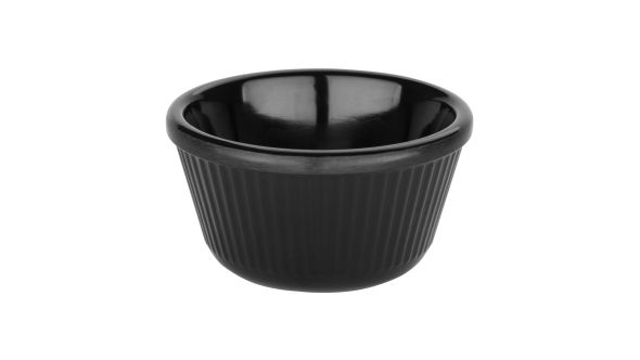 Olympia Kristallon Melamine Fluted Ramekins Black 89mm (12 Pack) H-2371