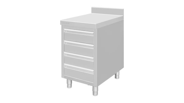 Vogue Stainless Steel 4 Drawer Workstation with 100mm Upstand