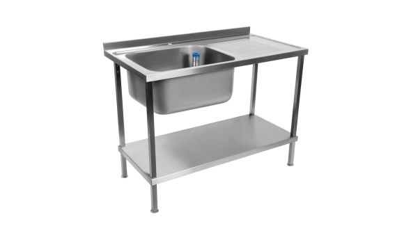 Vogue Fully Assembled Stainless Steel Sink Single Right Hand Drainer 1200mm