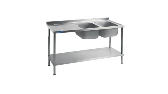 Vogue Fully Assembled Stainless Steel Sink Left Hand Drainer 1800mm