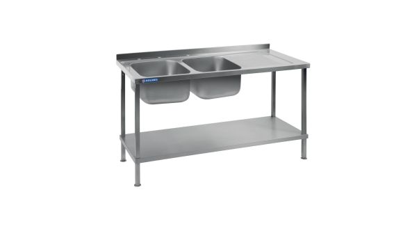 Vogue Fully Assembled Stainless Steel Sink Right Hand Drainer 1800mm