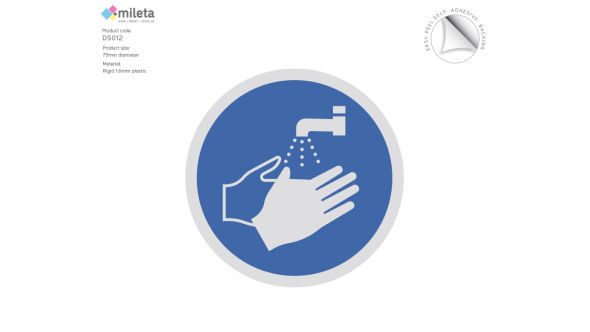 Wash Hands Symbol 75mm Diameter Satin Silver Disc