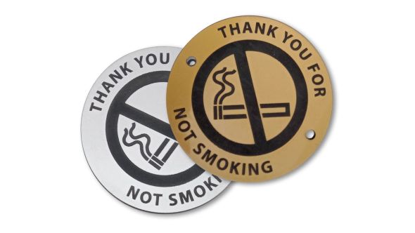 Laser Engraved Gold/Silver No Smoking with text & Symbol Disc - 60mm