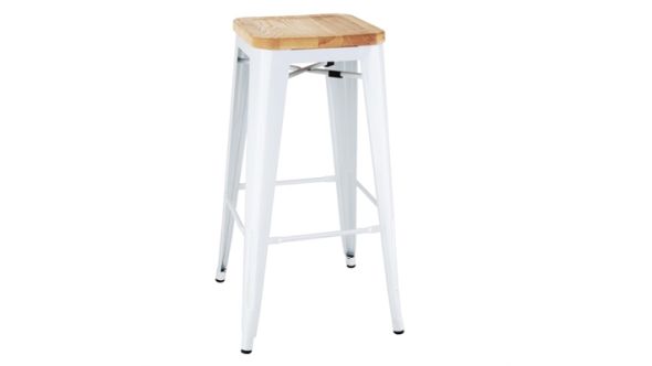 Bolero Bolero Bistro High Stools with Wooden Seatpad White (4 Pack) DW739