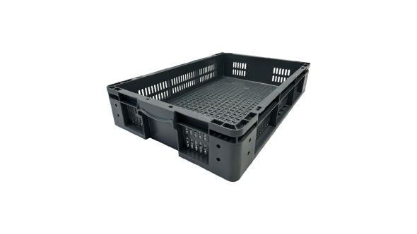 Vogue Perforated Plastic Storage Crate 600x400x120mm