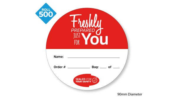 Takeaway Food Safe Delivery Labels - 90mm Diameter