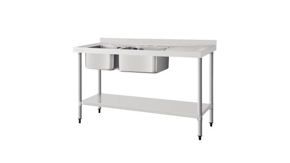 Vogue Double Sink Right Hand Drainer 1500mm