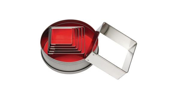 Vogue Square Plain Pastry Cutter Set (6 pack)