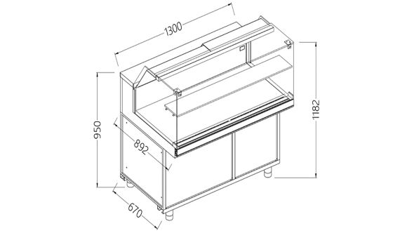 Diamond CB13X Refrigerated Patisserie Display Counter, 1300mm