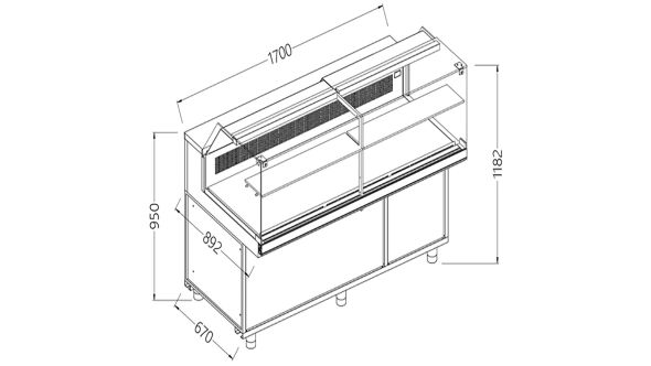 Diamond SB17X Patisserie Display Counter, 1700mm