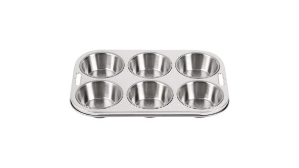 Vogue Stainless Steel Deep Muffin Tray 6 Cup