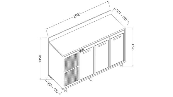 Diamond NLV20X Neutral Rear Cabinet, With Backsplash