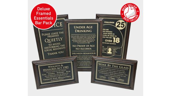 Framed Essential Bar Licensing Sign Pack