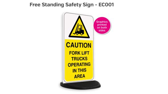 Caution Forklift Trucks Free Standing Safety Sign