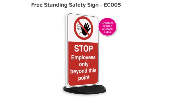 Stop Employees Only Free Standing Safety Sign