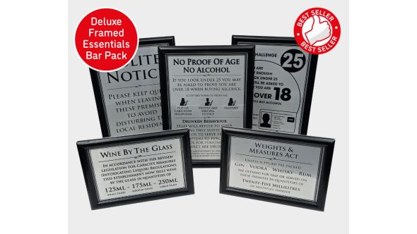 Framed Essential Modern Bar Licensing Sign Pack - Silver