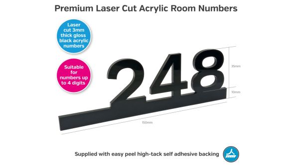 Laser Cut Acrylic Door Numbers - Up to 4 Digits