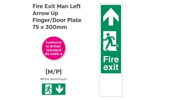 Fire Exit Man Left Arrow Up Finger/Door Plate