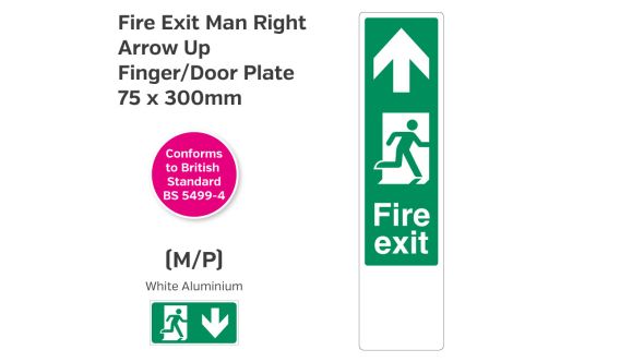 Fire Exit Man Right Arrow Up Finger/Door Plate