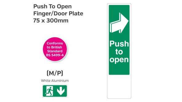 Push to Open Arrow Right Door Shut Finger/Door Plate