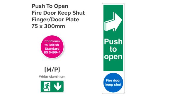 Pull to Open Arrow Right Fire Door Keep Finger/Door Plate