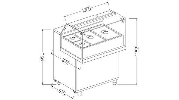 Diamond MB10X Refrigerated Bain Marie Display Counter, 1000mm