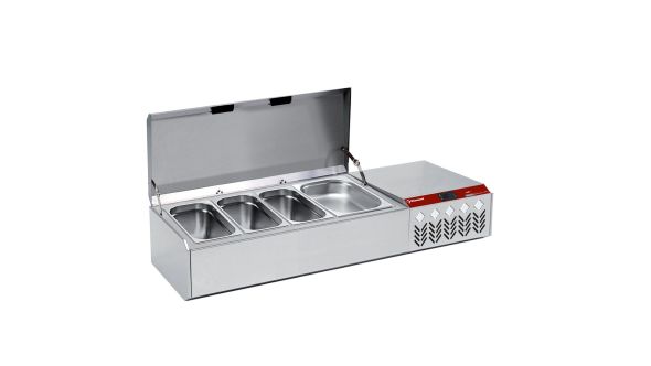 Diamond SY132G/CP9 Stainless Steel Topping Unit with Lid, 4 x 1/3 GN