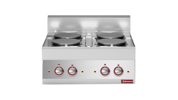 Diamond E65/4P7T-N 4 Rounded Hobs Countertop Electric Range Cooker, 10.4kW