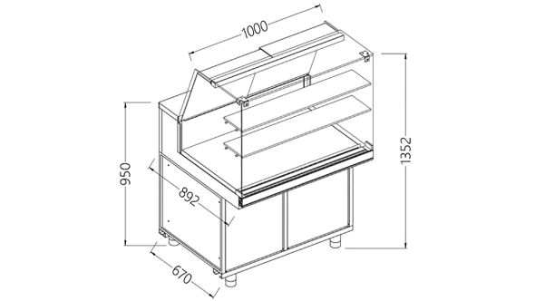 Diamond CA10X Patisserie Display Counter, 1000mm