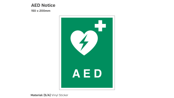 AED Notice - 150 x 200mm Vinyl Sticker