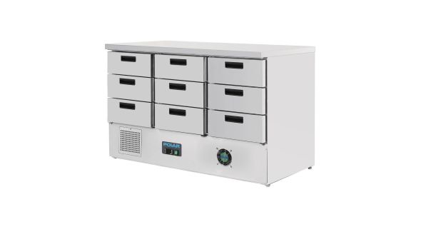 Polar G-Series Refrigerated Counter Fridge with 9 Drawers 368Ltr